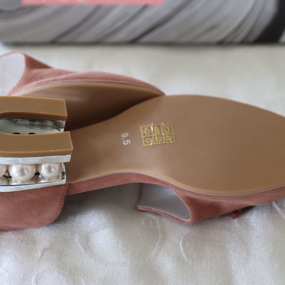 Jeffery Campbell Civil MP Dark Pink Suede/Silver Tassel Pearl Heal Size 9.5 - Picture 9 of 14